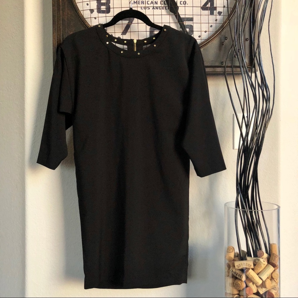 H&M Straight Cut Dress, Black & Gold